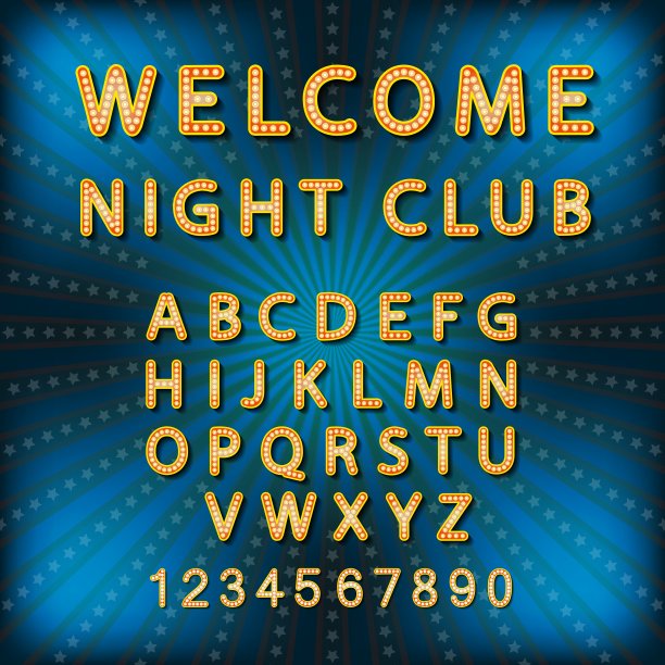 设置复古霓虹灯招牌复古广告牌明亮图片下载