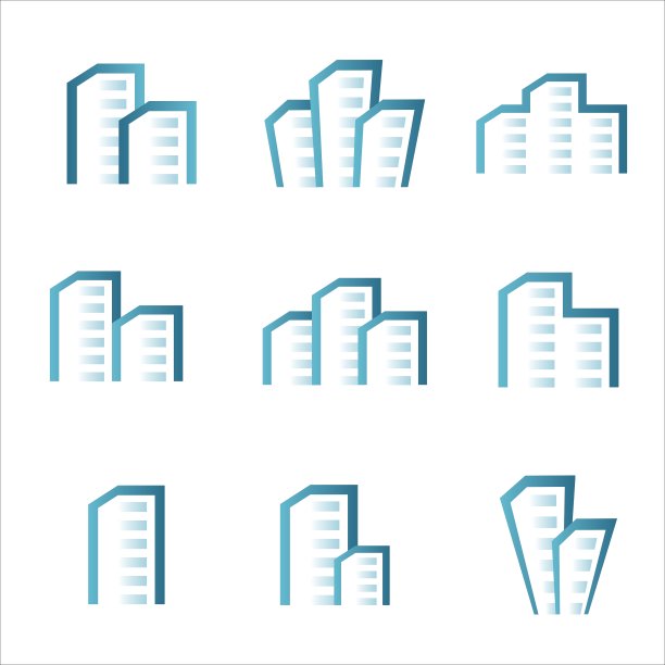 城市建筑物剪影及图标图片下载