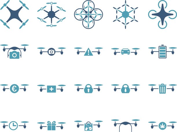 无人机和四轴飞行器工具图标图片下载