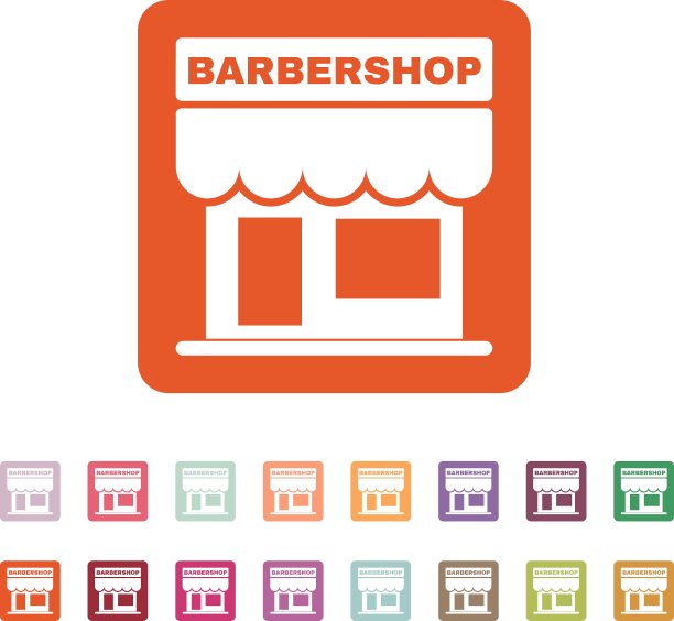 理发店大楼的图标是理发店的标志图片下载