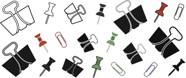 文具办公室纸别针和回形针套装图片下载