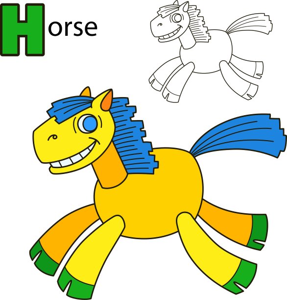 马涂色书页图片下载