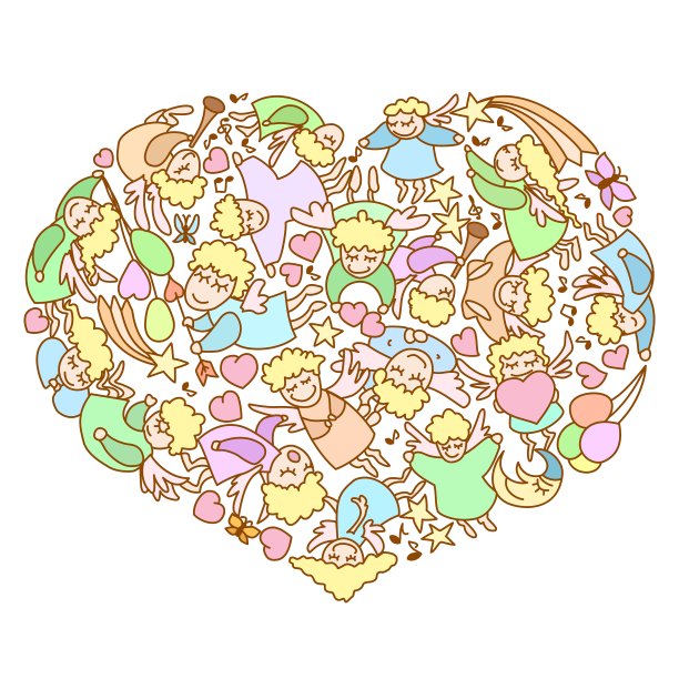 情人节卡片飞行天使之心图片下载