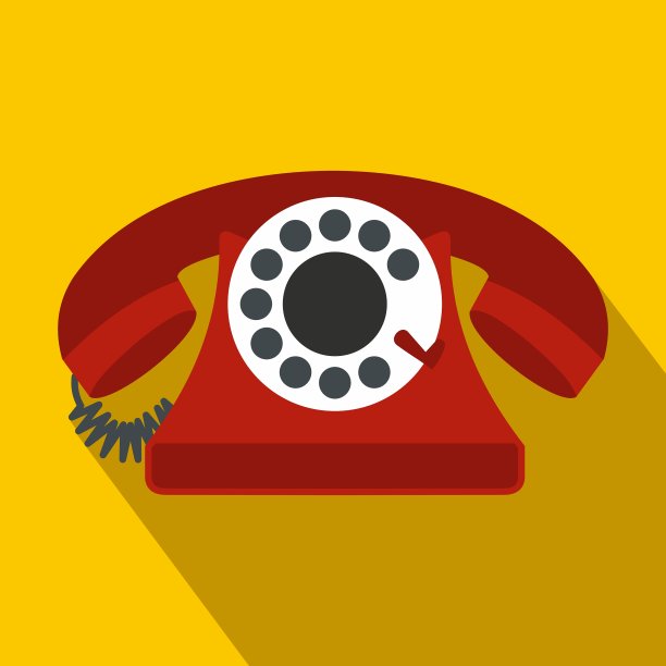 复古红色电话平面图标图片下载