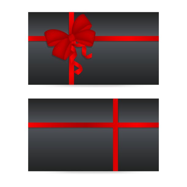 黑色礼品卡和红色丝带图片下载