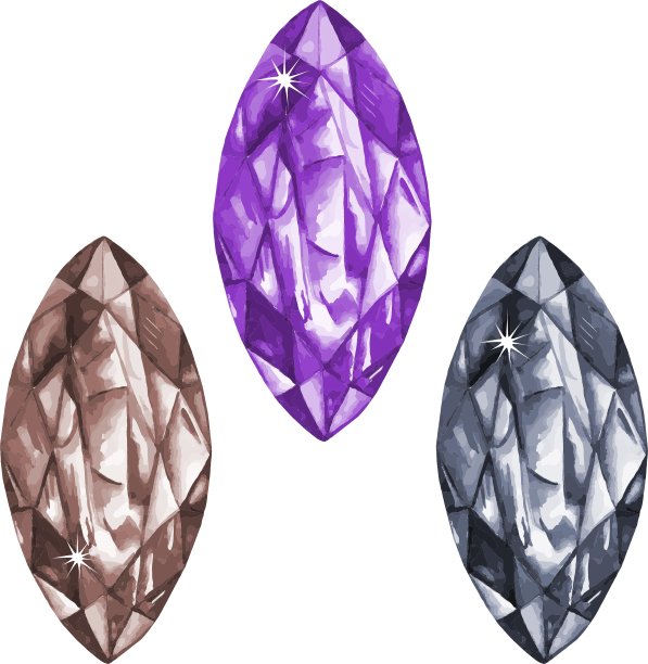 马奎斯切割水彩宝石集图片下载