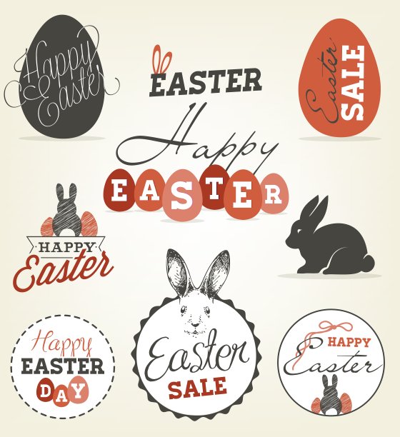 复活节贺卡设计元素图片下载