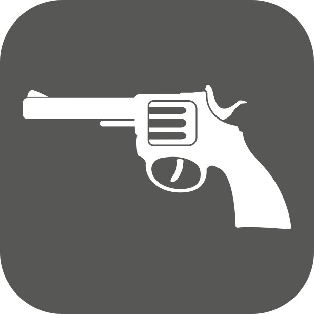 左轮手枪图标，枪支和武器符号扁平风格图片下载