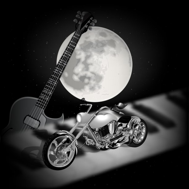 摇滚背景音乐与月亮图片下载