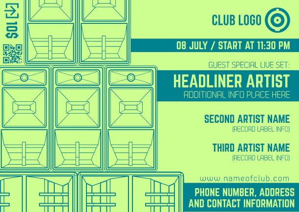 夜派对音乐音乐会水平传单图片下载