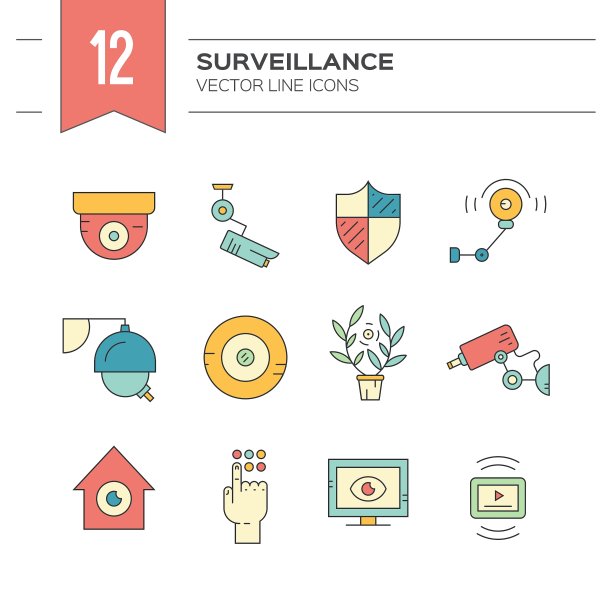 彩色闭路电视图标图片下载