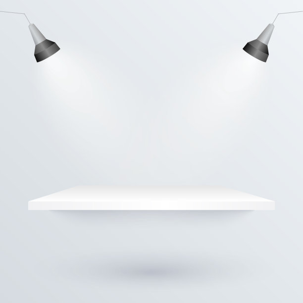 白色讲台和聚光灯放置产品图片下载