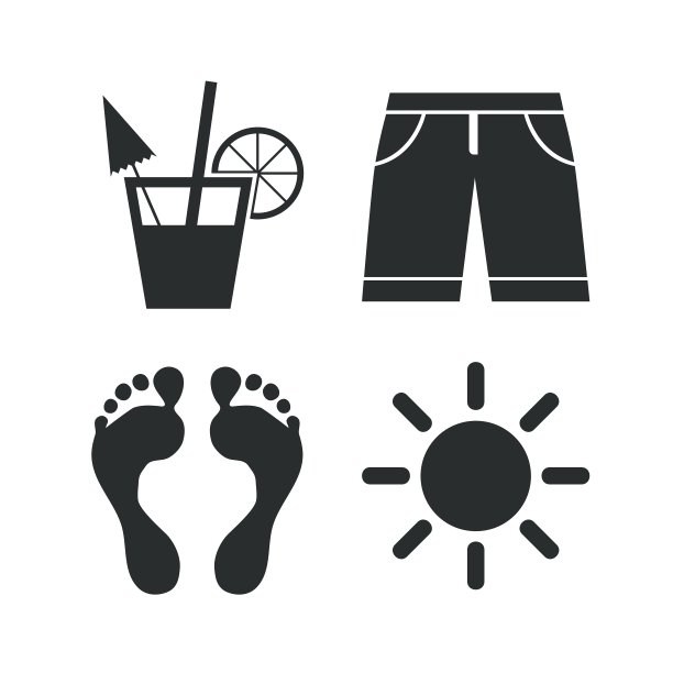 海滩假日标志鸡尾酒人类足迹图片下载