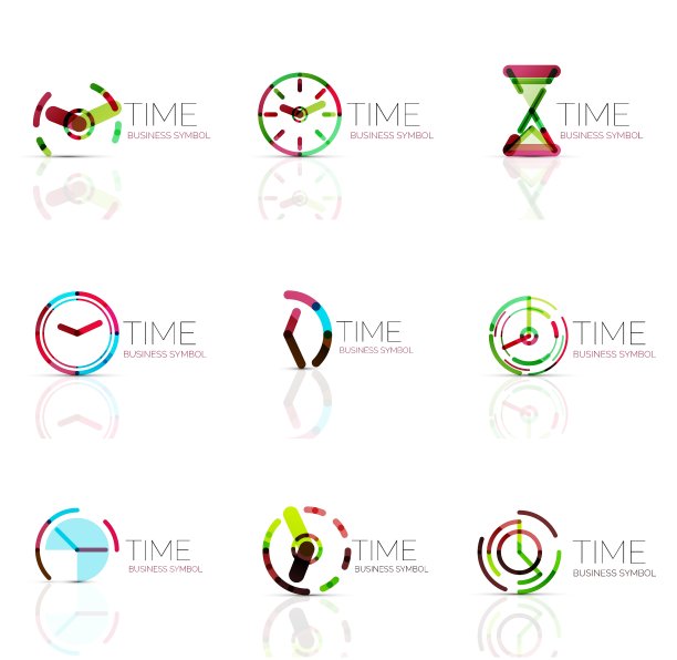 几何时钟和时间图标设置图片下载