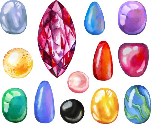 水彩宝石收藏图片下载
