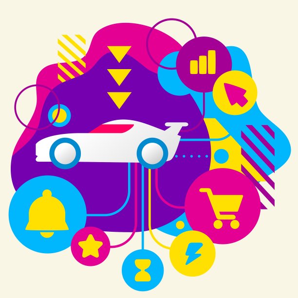 跑车上的抽象彩色斑点背景图片下载