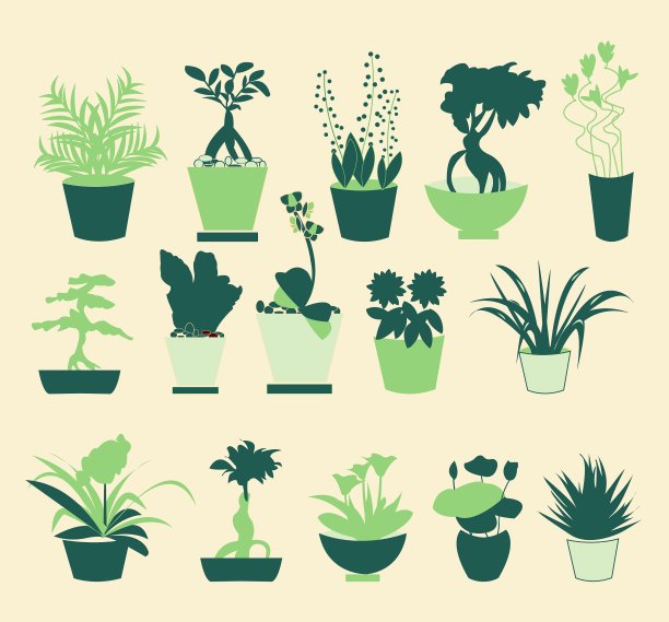 植物轮廓集合图片下载