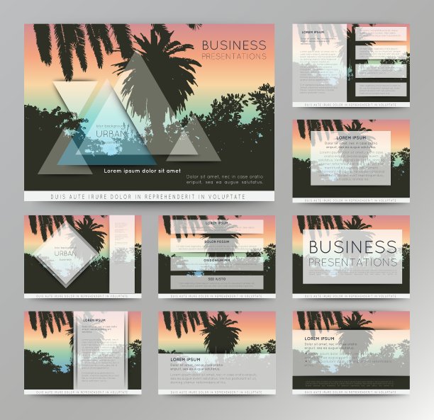 棕榈树海报和打印热带背景图片下载