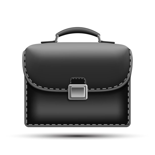 黑色公文包孤立在白色背景上图片下载