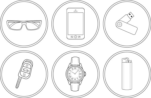 每天携带详细的线性图标集图片下载