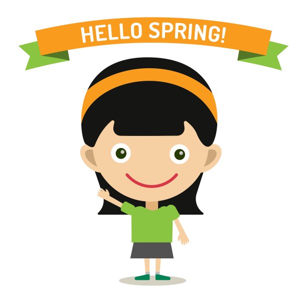 你好，夏天的卡通女孩举起手来图片下载