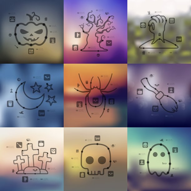 万圣节时间线信息图与模糊图片下载