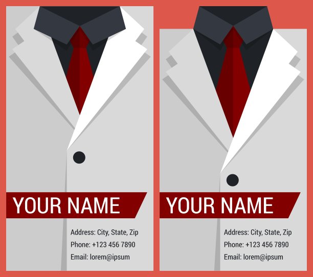 平面名片模板与白色夹克图片下载