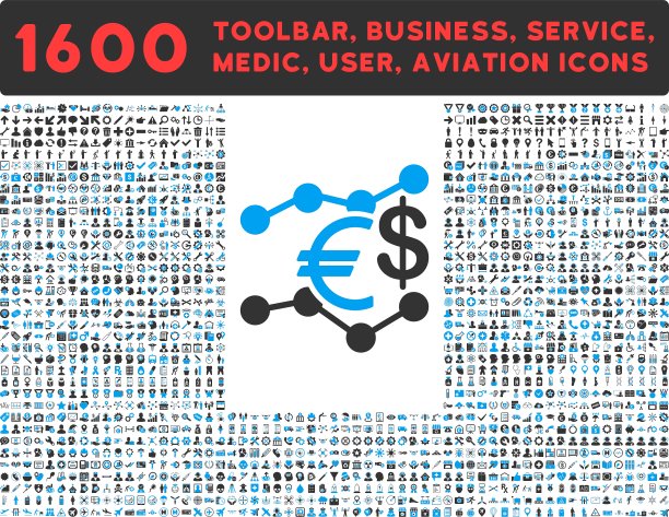 货币趋势图标与大象形文字图片下载