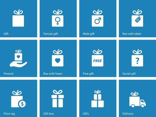 蓝色背景的礼物盒集合图片下载