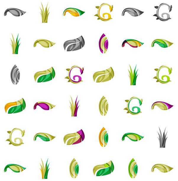 一套抽象的生态植物图标商业标志类型图片下载