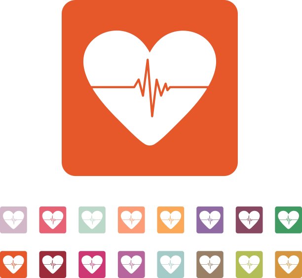 心脏和心电图的图标图片下载