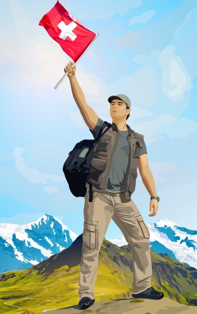 一个站在山上的游客图片下载