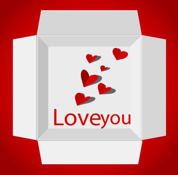 情人节用红纸礼盒图片下载