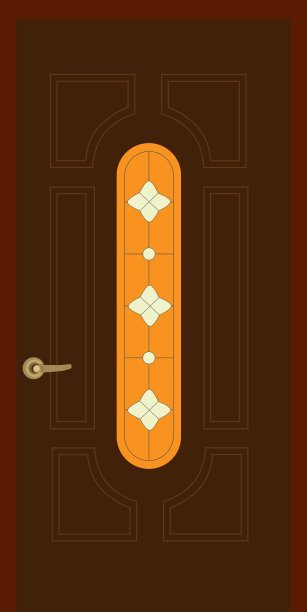 木门与彩色玻璃窗图片下载