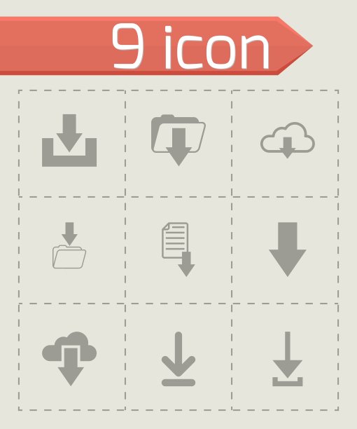 黑色下载图标集图片下载