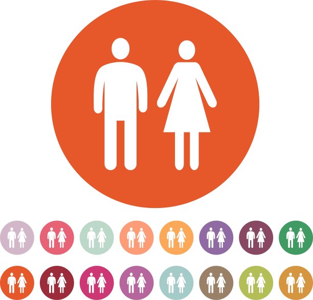 男人和女人图标家庭象征平坦图片下载
