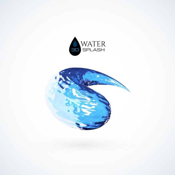 蓝色3D水花孤立在白色图片下载