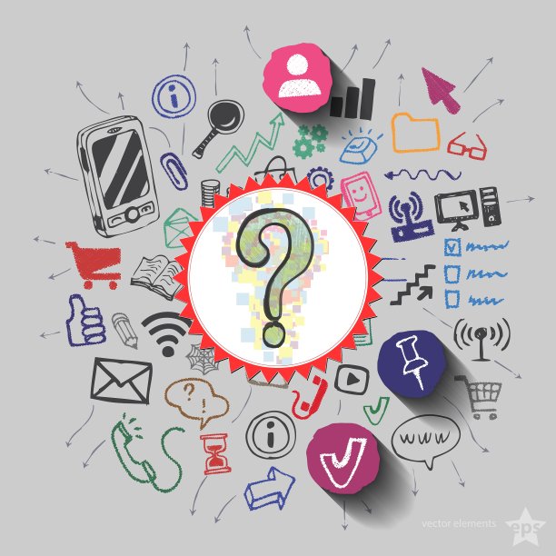 问号和网页图标拼贴图片下载