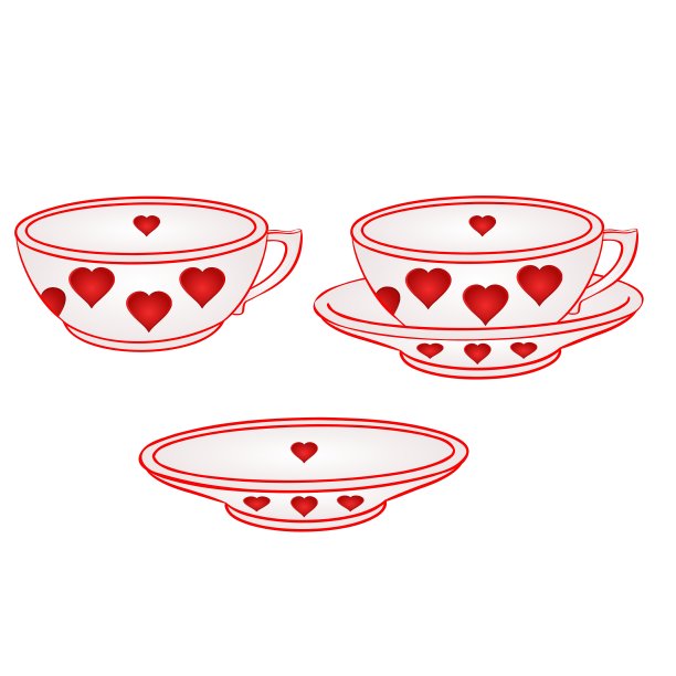 红心瓷杯碟图片下载