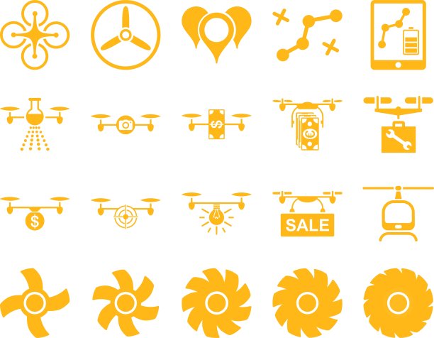 无人机和四轴飞行器工具图标图片下载