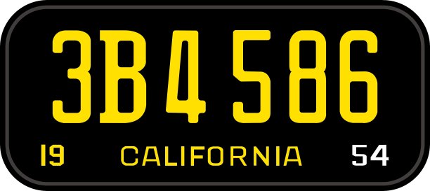 加州1954年车牌图片下载
