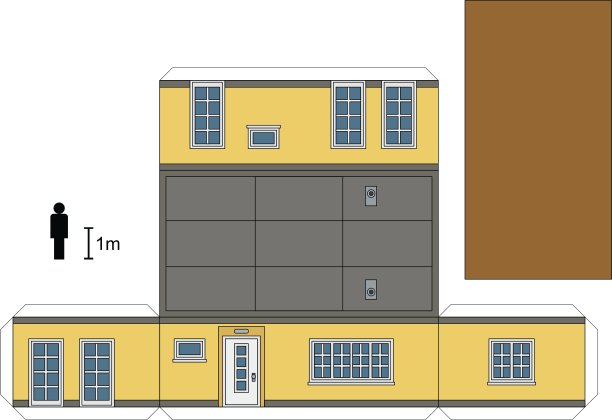 一个矮房子的纸模型图片下载