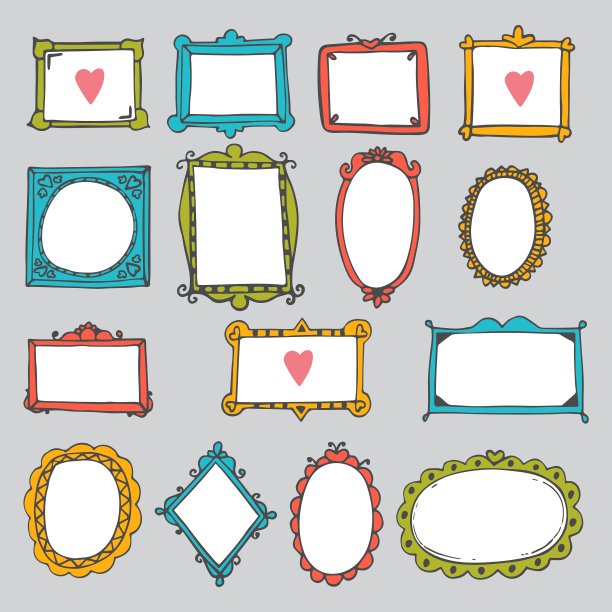一套手绘框架可爱的设计元素图片下载
