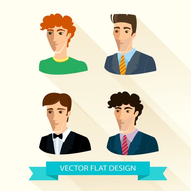 一套平面设计的男士肖像图片下载