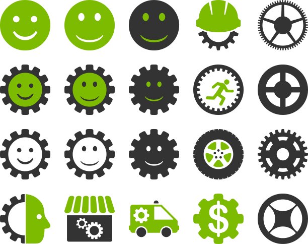 工具和微笑齿轮图标图片下载