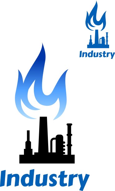 工业厂房图标用蓝色火焰图片下载