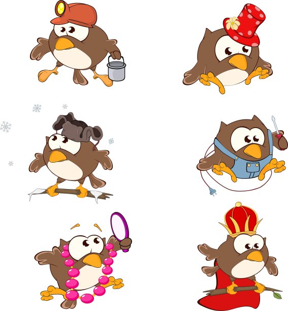 一套可爱的猫头鹰为您设计卡通图片下载