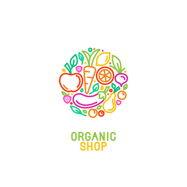 标志设计模板用水果和蔬菜图片下载