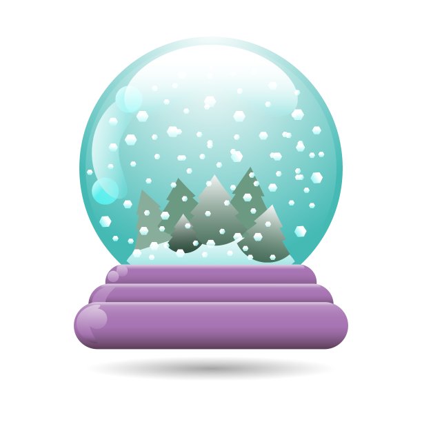 有圣诞树的雪花玻璃球图片下载