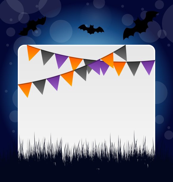 万圣节的邀请与悬挂的旗帜图片下载